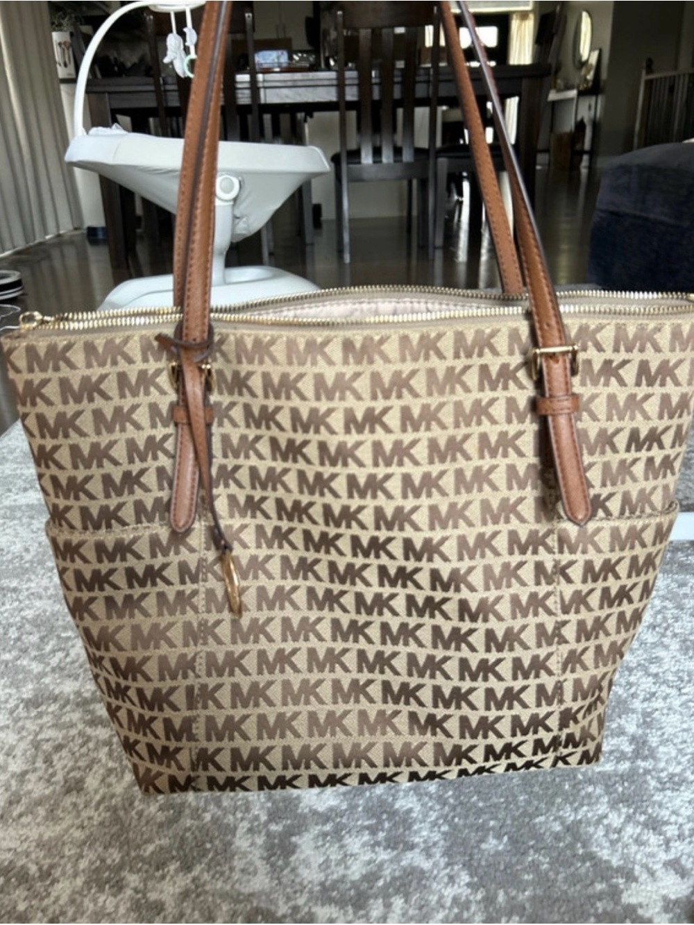 Michael Kors Tan/Brown MK Logo Tote